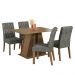 Conjunto Sala de Jantar Mesa Tampo de Madeira 4 Cadeiras Rustic/Silver Gisele Madesa