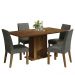 Conjunto Sala de Jantar Mesa Tampo de Madeira 4 Cadeiras Rustic/Silver Keila Madesa