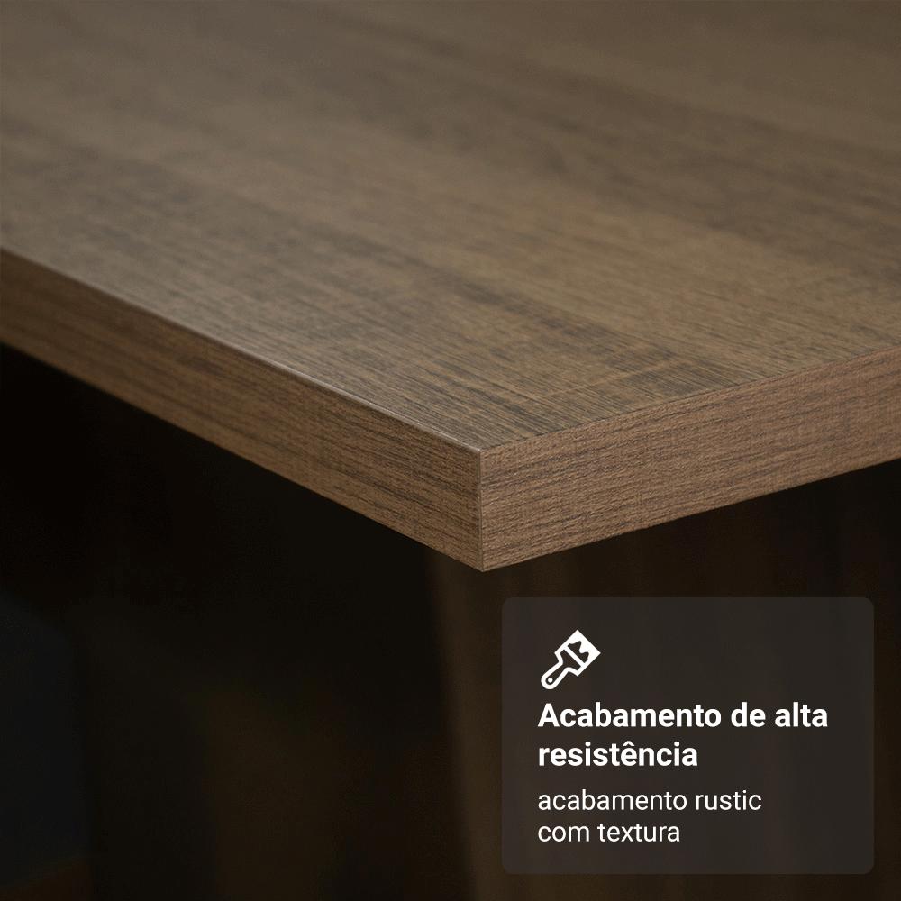 Conjunto Sala de Jantar Mesa Tampo de Madeira 4 Cadeiras Rustic/Silver Luana Madesa