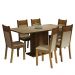 Conjunto Sala de Jantar Mesa Tampo de Madeira 6 Cadeiras Crema/Rustic/Bege Augusta Madesa