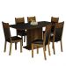 Conjunto Sala de Jantar Mesa Tampo de Madeira 6 Cadeiras Preto/Rustic Augusta Madesa