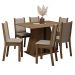 Conjunto Sala de Jantar Mesa Tampo de Madeira 6 Cadeiras Rustic/Bege Wendy Madesa
