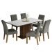 Conjunto Sala de Jantar Mesa Tampo de Madeira 6 Cadeiras Rustic/Branco/Silver Hanna Madesa