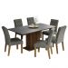 Conjunto Sala de Jantar Mesa Tampo de Madeira 6 Cadeiras Rustic/Cinza/Silver Hanna Madesa
