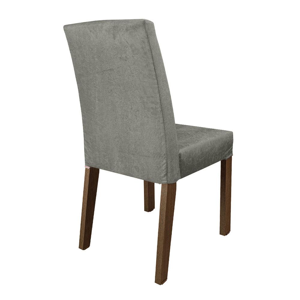 Conjunto Sala de Jantar Mesa Tampo de Madeira 6 Cadeiras Rustic/Cinza/Silver Hanna Madesa