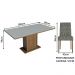 Conjunto Sala de Jantar Mesa Tampo de Madeira 6 Cadeiras Rustic/Cinza/Silver Hanna Madesa