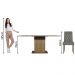 Conjunto Sala de Jantar Mesa Tampo de Madeira 6 Cadeiras Rustic/Cinza/Silver Hanna Madesa