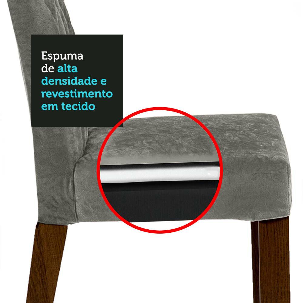 Conjunto Sala de Jantar Mesa Tampo de Madeira 6 Cadeiras Rustic/Cinza/Silver Hanna Madesa