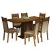 Conjunto Sala de Jantar Mesa Tampo de Madeira 6 Cadeiras Rustic/Crema/Bege Augusta Madesa
