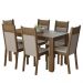 Conjunto Sala de Jantar Mesa Tampo de Madeira 6 Cadeiras Rustic/Crema/Bege Bahamas Madesa