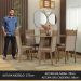 Conjunto Sala de Jantar Mesa Tampo de Madeira 6 Cadeiras Rustic/Crema/Bege Beverly Madesa