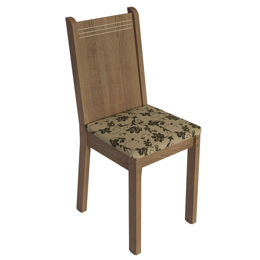 Conjunto Sala de Jantar Mesa Tampo de Madeira 6 Cadeiras Rustic/Crema/Bege Marrom Sharon Madesa