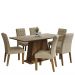 Conjunto Sala de Jantar Mesa Tampo de Madeira 6 Cadeiras Rustic/Crema/Imperial Britney Madesa