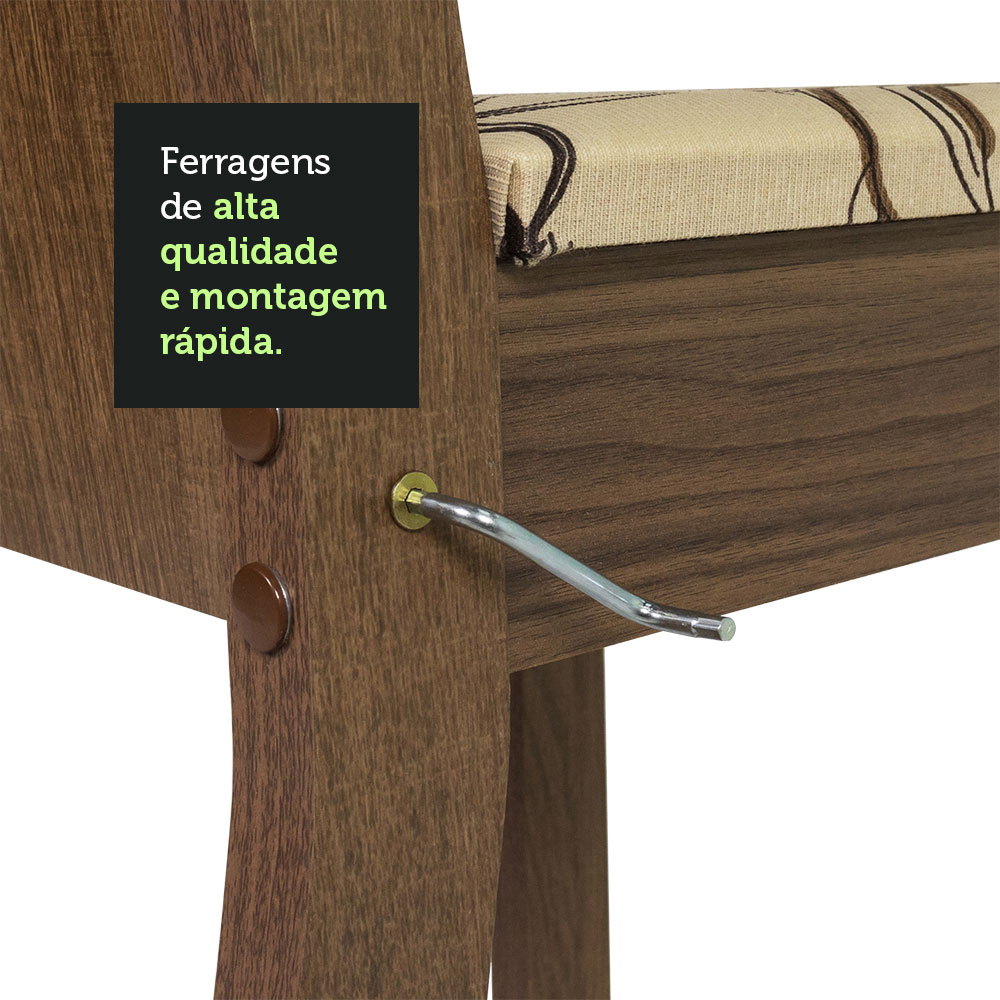 Conjunto Sala de Jantar Mesa Tampo de Madeira 6 Cadeiras Rustic/Crema/Lírio Bege Sharon Madesa