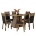 Conjunto Sala de Jantar Mesa Tampo de Madeira 6 Cadeiras Rustic/Crema/Preto Beverly Madesa