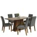 Conjunto Sala de Jantar Mesa Tampo de Madeira 6 Cadeiras Rustic/Crema/Silver Britney Madesa