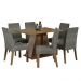 Conjunto Sala de Jantar Mesa Tampo de Madeira 6 Cadeiras Rustic/Crema/Silver Cheryl Madesa