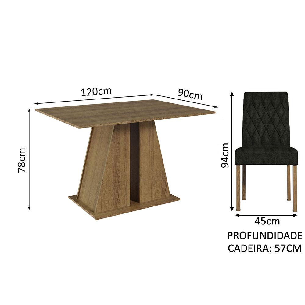 Conjunto Sala de Jantar Mesa Tampo de Madeira 6 Cadeiras Rustic/Oxford Fabiana Madesa