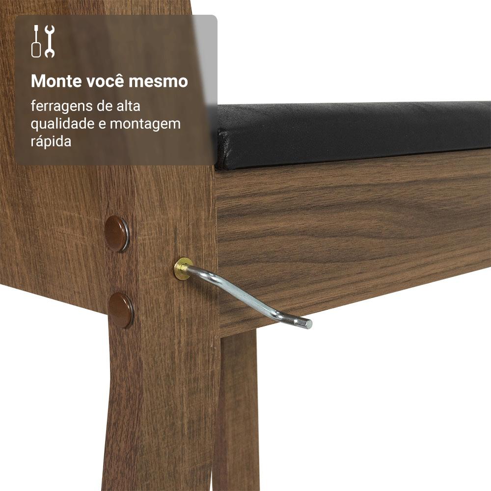 Conjunto Sala de Jantar Mesa Tampo de Madeira 6 Cadeiras Rustic/Preto Analu Madesa