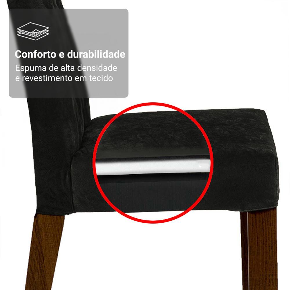 Conjunto Sala de Jantar Mesa Tampo de Madeira 6 Cadeiras Rustic/Preto/Oxford Allegro Madesa