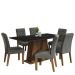 Conjunto Sala de Jantar Mesa Tampo de Madeira 6 Cadeiras Rustic/Preto/Silver Britney Madesa