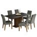 Conjunto Sala de Jantar Mesa Tampo de Madeira 6 Cadeiras Rustic/Preto/Silver Hanna Madesa