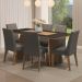 Conjunto Sala de Jantar Mesa Tampo de Madeira 6 Cadeiras Rustic/Preto/Silver Simone Madesa