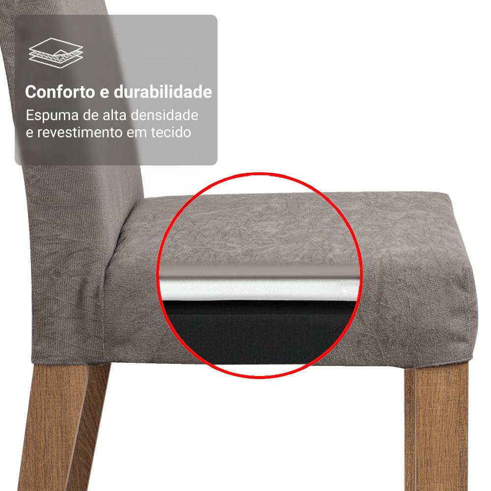 Conjunto Sala de Jantar Mesa Tampo de Madeira 6 Cadeiras Rustic/Preto/Silver Simone Madesa