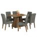 Conjunto Sala de Jantar Mesa Tampo de Madeira 6 Cadeiras Rustic/Silver Fabiana Madesa
