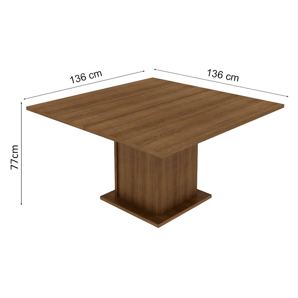 Conjunto Sala de Jantar Mesa Tampo de Madeira 8 Cadeiras Rustic/Crema/Bege Marisa Madesa