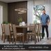 Conjunto Sala de Jantar Mesa Tampo de Madeira 8 Cadeiras Rustic/Crema/Bege Marrom Marisa Madesa