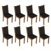 Conjunto Sala de Jantar Mesa Tampo de Madeira 8 Cadeiras Rustic/Preto Marisa Madesa