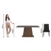 Conjunto Sala de Jantar Mesa Tampo de Madeira com 4 Cadeiras Rustic/Preto/Oxford Flavia Madesa