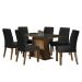 Conjunto Sala de Jantar Mesa Tampo de Vidro  6 Cadeiras Rustic/Preto/Oxford Patricia Madesa