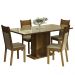 Conjunto Sala de Jantar Mesa Tampo de Vidro 4 Cadeiras Crema/Rustic/Bege Greta Madesa