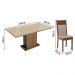 Conjunto Sala de Jantar Mesa Tampo de Vidro 4 Cadeiras Crema/Rustic/Bege Greta Madesa