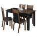 Conjunto Sala de Jantar Mesa Tampo de Vidro 4 Cadeiras Preto/Rustic Eloá Madesa