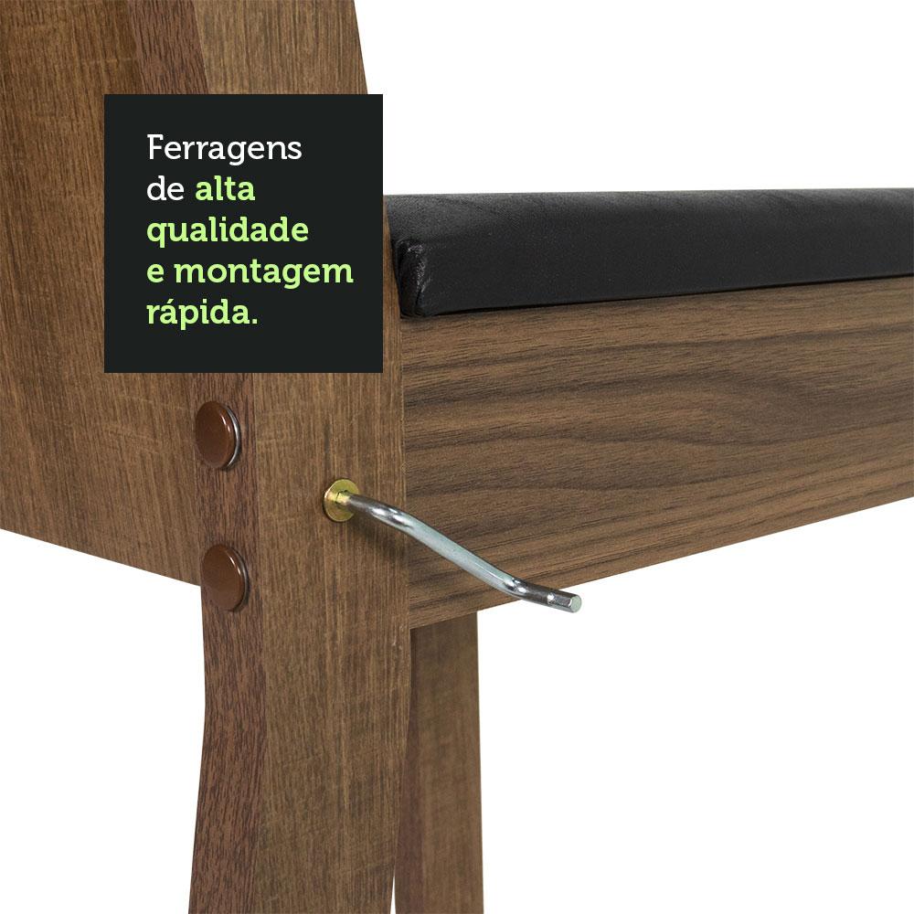 Conjunto Sala de Jantar Mesa Tampo de Vidro 4 Cadeiras Preto/Rustic Kiara Madesa