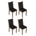 Conjunto Sala de Jantar Mesa Tampo de Vidro 4 Cadeiras Preto/Rustic Martina Madesa