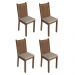 Conjunto Sala de Jantar Mesa Tampo de Vidro 4 Cadeiras Rustic/Bege Camélia Madesa