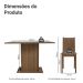 Conjunto Sala de Jantar Mesa Tampo de Vidro 4 Cadeiras Rustic/Bege Marrom Camélia Madesa