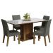 Conjunto Sala de Jantar Mesa Tampo de Vidro 4 Cadeiras Rustic/Branco/Silver Avril Madesa
