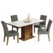 Conjunto Sala de Jantar Mesa Tampo de Vidro 4 Cadeiras Rustic/Branco/Silver Marilia Madesa