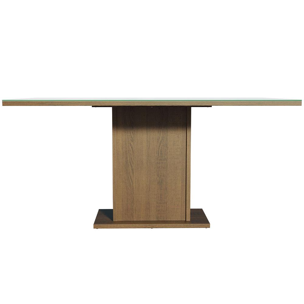 Conjunto Sala de Jantar Mesa Tampo de Vidro 4 Cadeiras Rustic/Branco/Silver Marilia Madesa