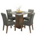 Conjunto Sala de Jantar Mesa Tampo de Vidro 4 Cadeiras Rustic/Cinza/Silver Anaju Madesa