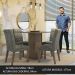 Conjunto Sala de Jantar Mesa Tampo de Vidro 4 Cadeiras Rustic/Cinza/Silver Anaju Madesa