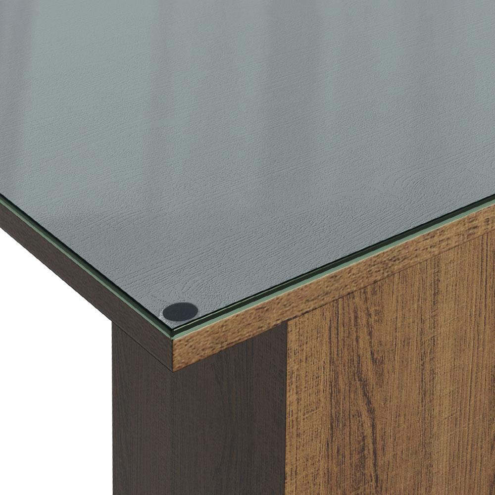 Conjunto Sala de Jantar Mesa Tampo de Vidro 4 Cadeiras Rustic/Cinza/Silver Anaju Madesa
