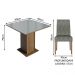 Conjunto Sala de Jantar Mesa Tampo de Vidro 4 Cadeiras Rustic/Cinza/Silver Anne Madesa