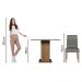 Conjunto Sala de Jantar Mesa Tampo de Vidro 4 Cadeiras Rustic/Cinza/Silver Anne Madesa