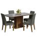 Conjunto Sala de Jantar Mesa Tampo de Vidro 4 Cadeiras Rustic/Cinza/Silver Avril Madesa